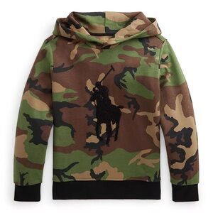Polo by Ralph Lauren Green/Brown Camo Hoodie with Black Pony